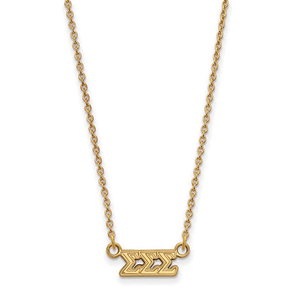 Gold Plated Sterling Silver Logoart Sigma Sorority Greek Letters Extra Small Pendant 18 Inch Necklace