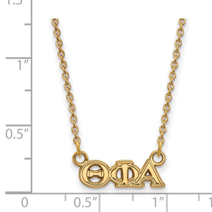 Gold Plated Sterling Silver Logoart Theta Phi Alpha Sorority Greek Letters Extra Small Pendant 18 Inch Necklace