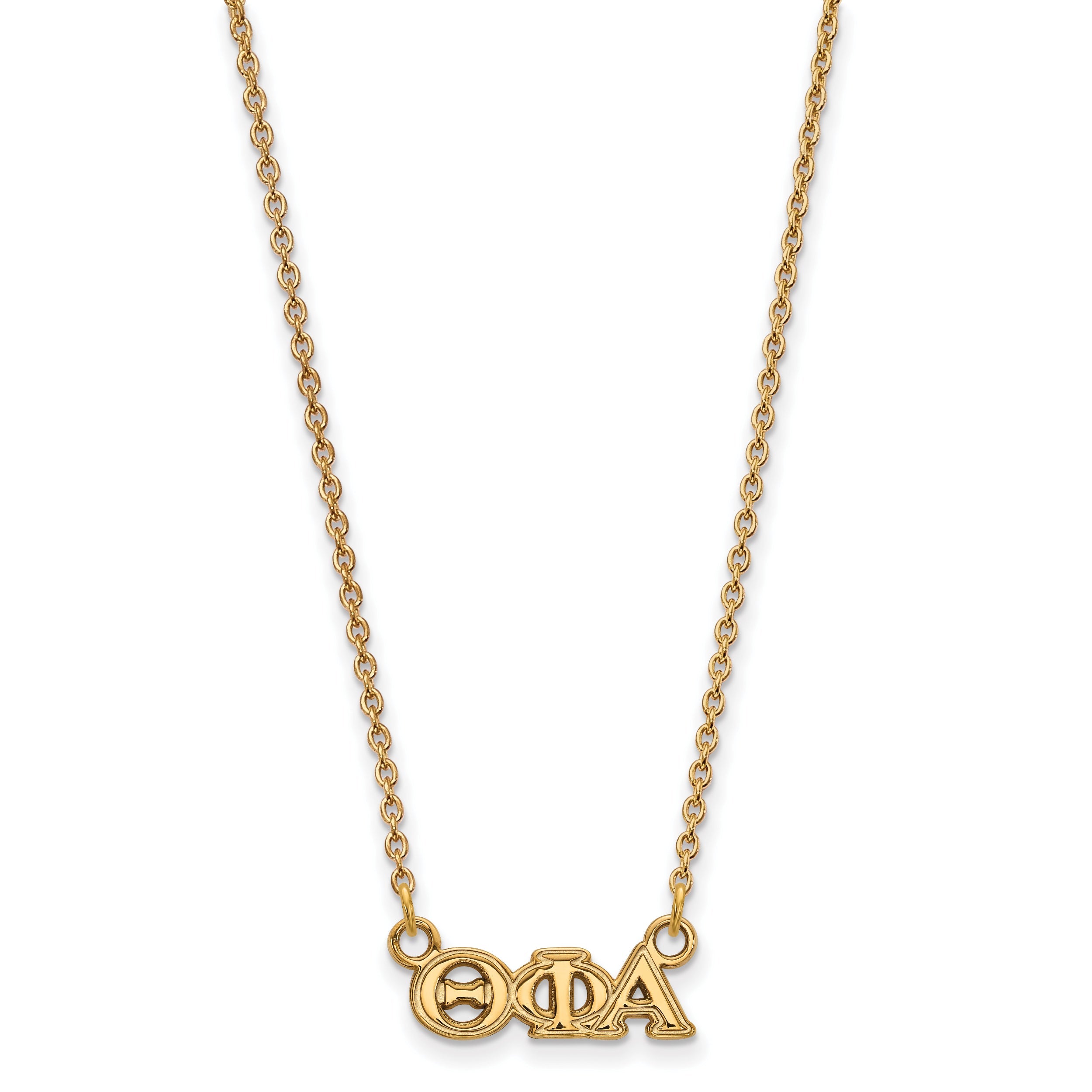 Gold Plated Sterling Silver Logoart Theta Phi Alpha Sorority Greek Letters Extra Small Pendant 18 Inch Necklace