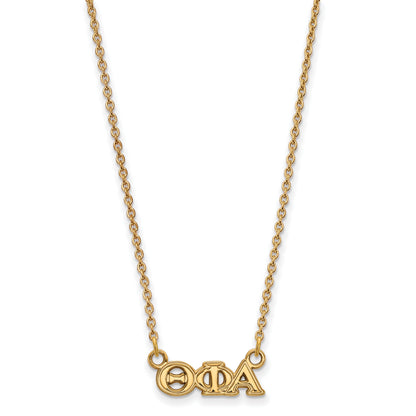 Gold Plated Sterling Silver Logoart Theta Phi Alpha Sorority Greek Letters Extra Small Pendant 18 Inch Necklace