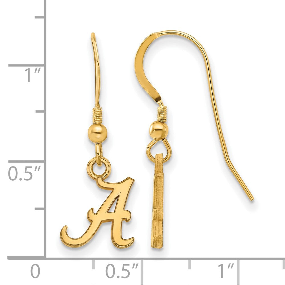 Gold Plated Sterling Silver Logoart University Of Alabama Letter A Extra Small Dangle Wire Earrings