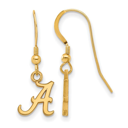 Gold Plated Sterling Silver Logoart University Of Alabama Letter A Extra Small Dangle Wire Earrings