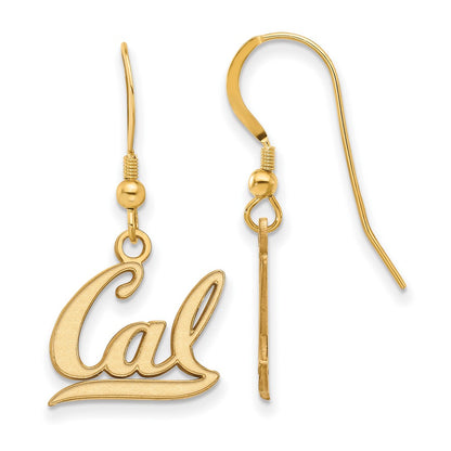 Gold Plated Sterling Silver Logoart University Of California Berkeley Small Dangle Wire Earrings