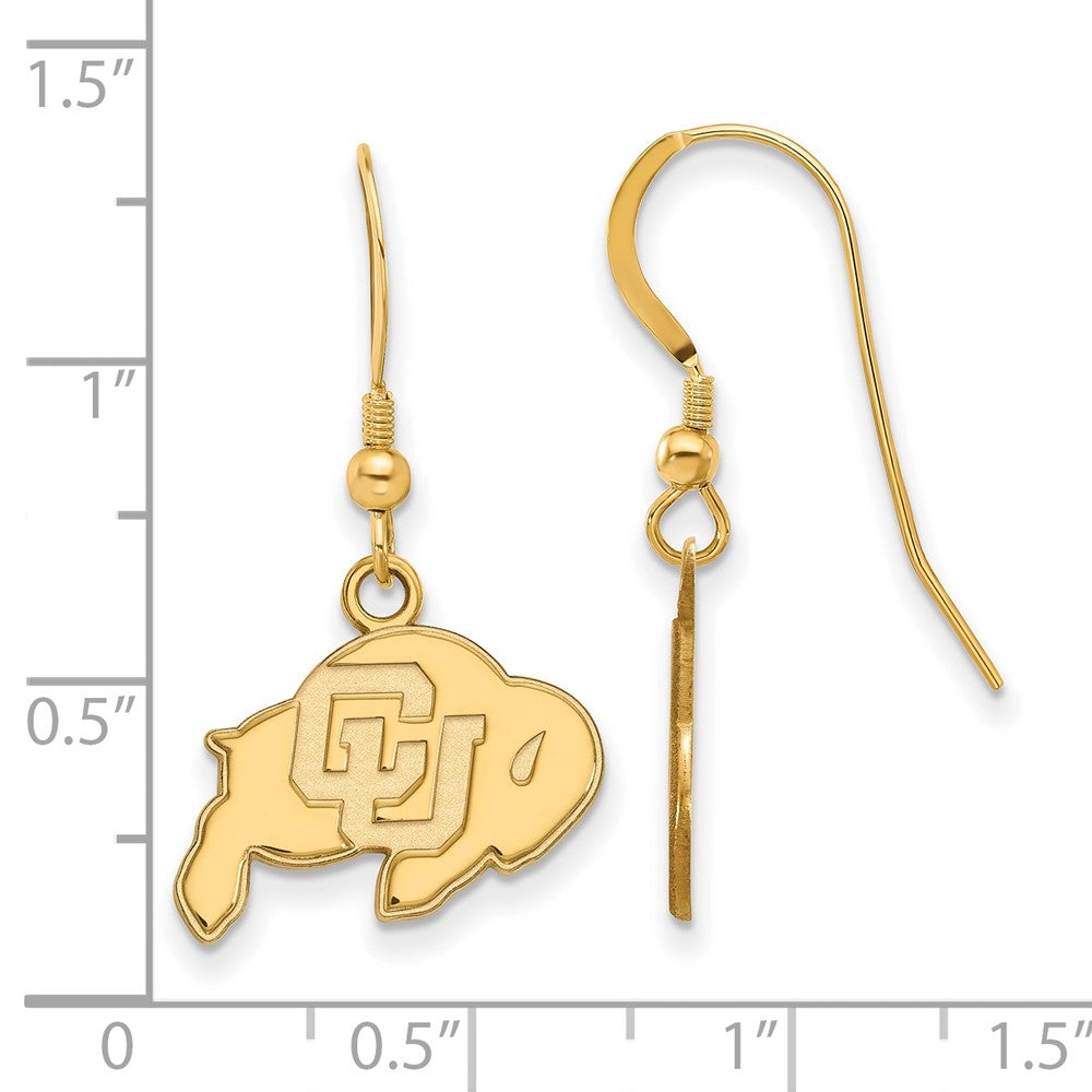 Gold Plated Sterling Silver Logoart University Of Colorado Buffalo Small Dangle Wire Earrings