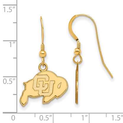 Gold Plated Sterling Silver Logoart University Of Colorado Buffalo Small Dangle Wire Earrings