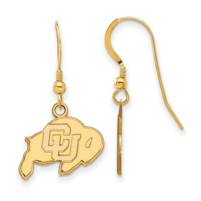 Gold Plated Sterling Silver Logoart University Of Colorado Buffalo Small Dangle Wire Earrings