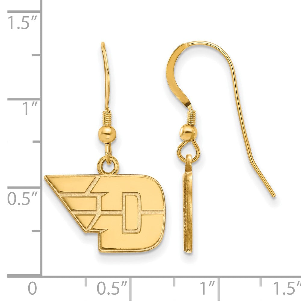 Gold Plated Sterling Silver Logoart University Of Dayton Small Dangle Wire Earrings