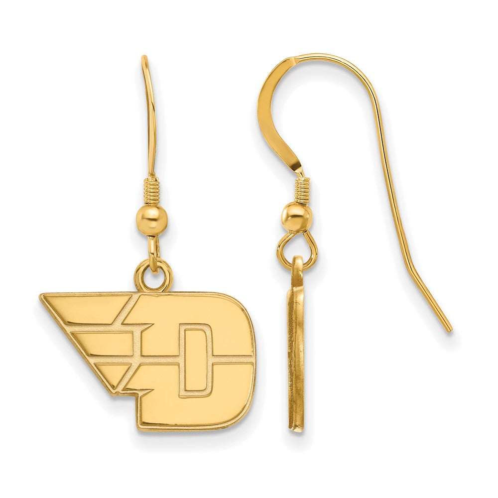 Gold Plated Sterling Silver Logoart University Of Dayton Small Dangle Wire Earrings