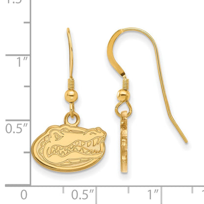 Gold Plated Sterling Silver Logoart University Of Florida Gator Extra Small Dangle Wire Earrings
