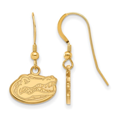 Gold Plated Sterling Silver Logoart University Of Florida Gator Extra Small Dangle Wire Earrings