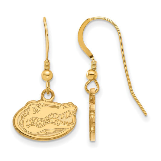 Gold Plated Sterling Silver Logoart University Of Florida Gator Extra Small Dangle Wire Earrings