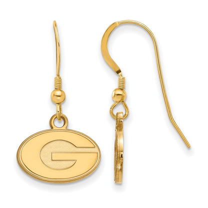 Gold Plated Sterling Silver Logoart University Of Georgia Letter G Extra Small Dangle Wire Earrings