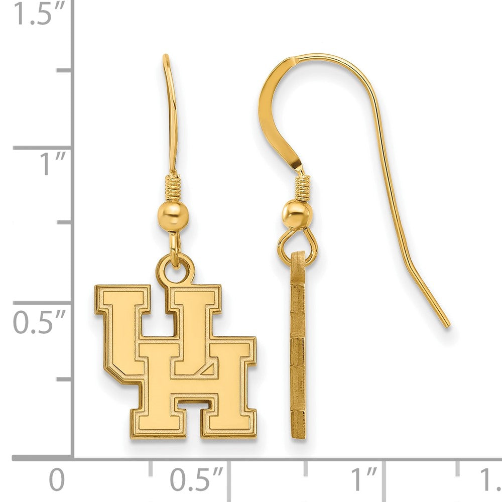 Gold Plated Sterling Silver Logoart University Of Houston U H Small Dangle Wire Earrings