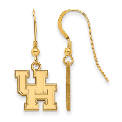 Gold Plated Sterling Silver Logoart University Of Houston U H Small Dangle Wire Earrings