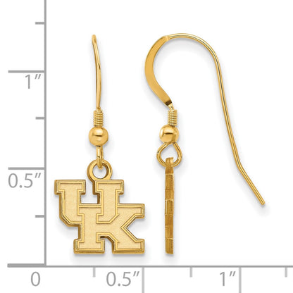 Gold Plated Sterling Silver Logoart University Of Kentucky U K Extra Small Dangle Wire Earrings