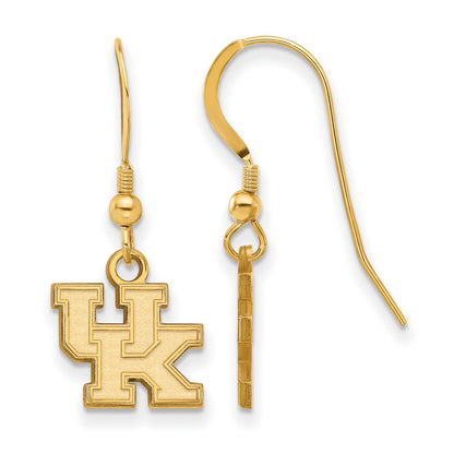 Gold Plated Sterling Silver Logoart University Of Kentucky U K Extra Small Dangle Wire Earrings
