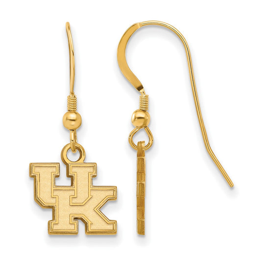 Gold Plated Sterling Silver Logoart University Of Kentucky U K Extra Small Dangle Wire Earrings