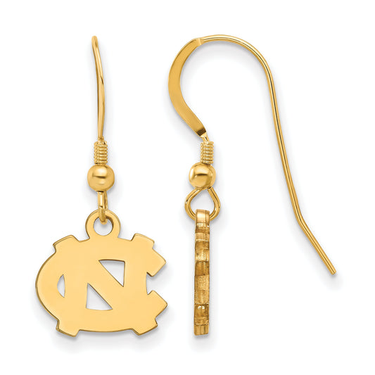 Gold Plated Sterling Silver Logoart University Of North Carolina N C Extra Small Dangle Earrings