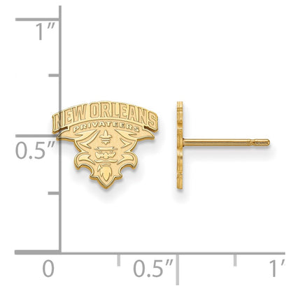 14K Yellow Gold Logoart University Of New Orleans U N O Small Post Earrings