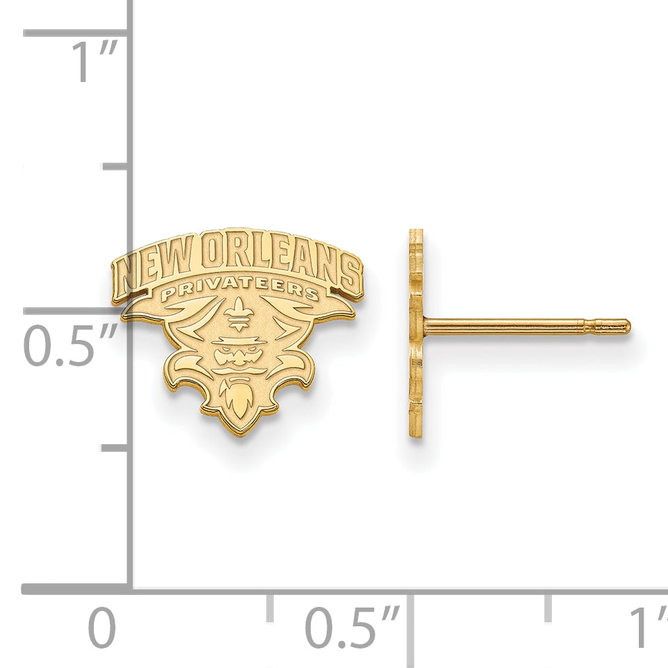 Gold Plated Sterling Silver Logoart University Of New Orleans U N O Small Post Earrings