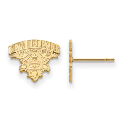 Gold Plated Sterling Silver Logoart University Of New Orleans U N O Small Post Earrings