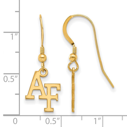 Gold Plated Sterling Silver Logoart United States Air Force Academy A F Small Dangle Wire Earrings