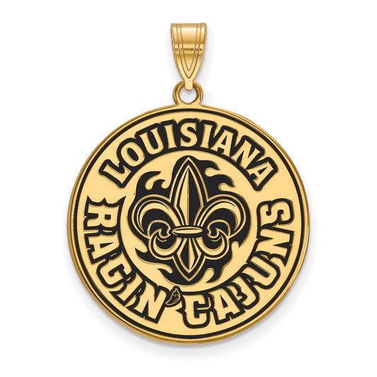 Gold Plated Sterling Silver Logoart University Of Louisiana At Lafayette Extra Large Enameled Pendant
