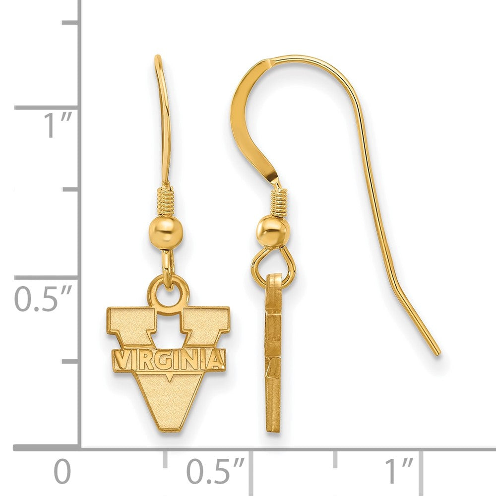 Gold Plated Sterling Silver Logoart University Of Virginia Extra Small Dangle Wire Earrings