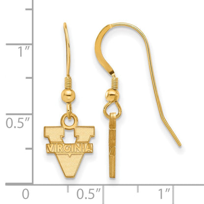 Gold Plated Sterling Silver Logoart University Of Virginia Extra Small Dangle Wire Earrings