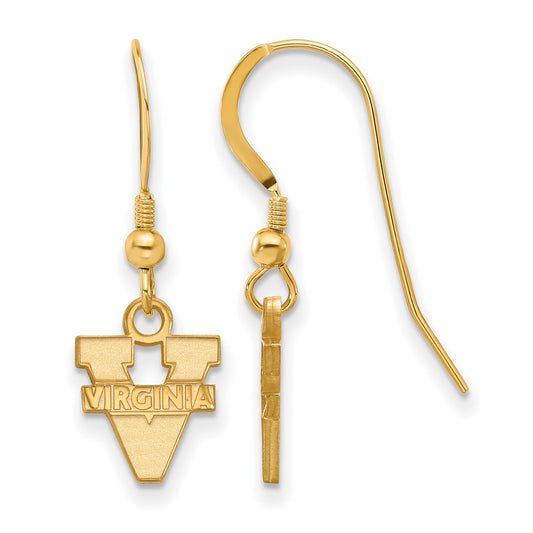 Gold Plated Sterling Silver Logoart University Of Virginia Extra Small Dangle Wire Earrings