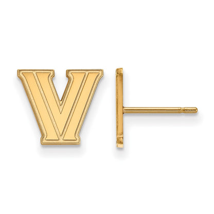 10K Yellow Gold Logoart Villanova University Letter V Extra Small Post Earrings