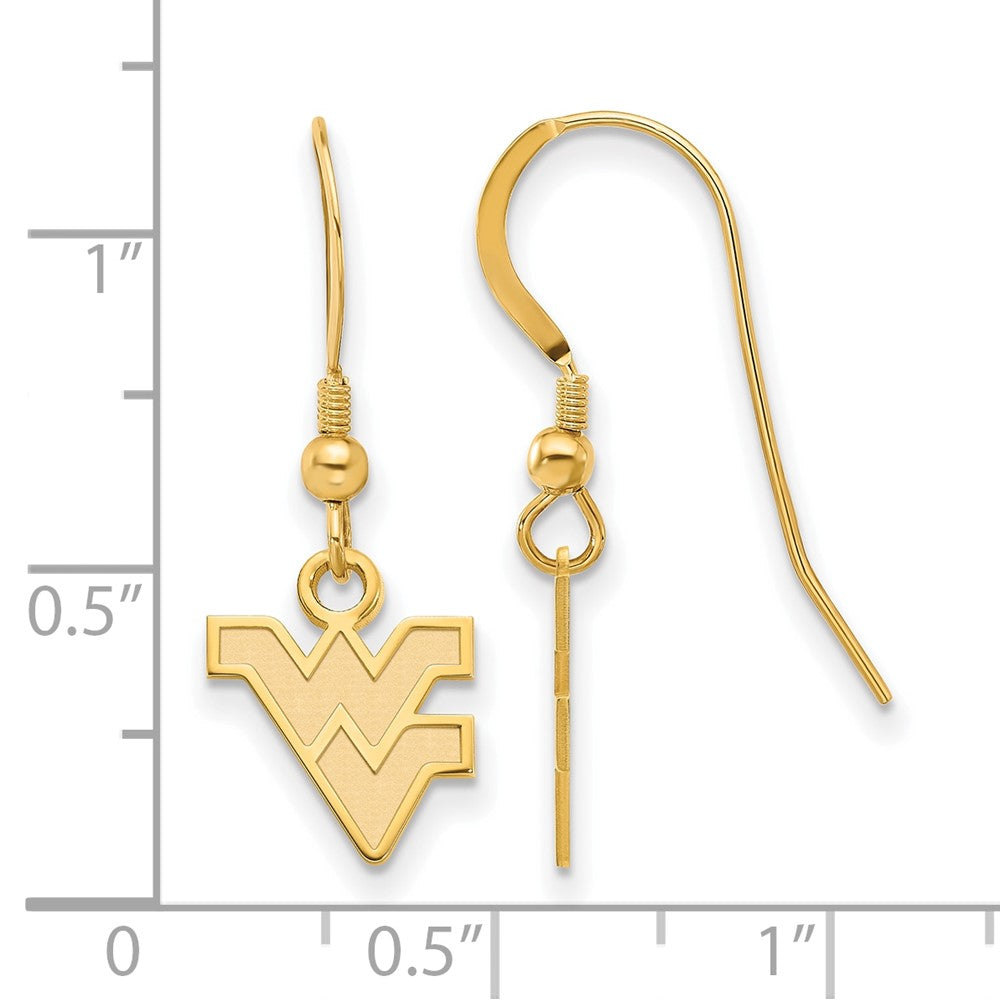 Gold Plated Sterling Silver Logoart West Virginia University W V Extra Small Dangle Wire Earrings