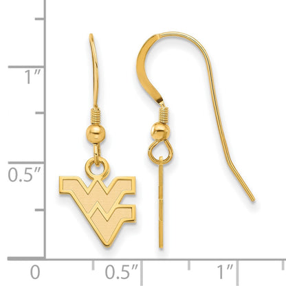 Gold Plated Sterling Silver Logoart West Virginia University W V Extra Small Dangle Wire Earrings