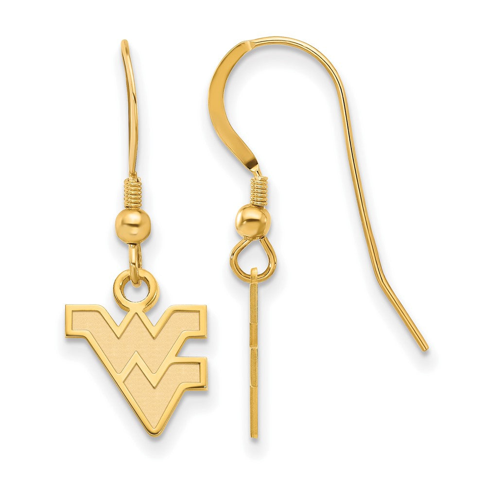Gold Plated Sterling Silver Logoart West Virginia University W V Extra Small Dangle Wire Earrings