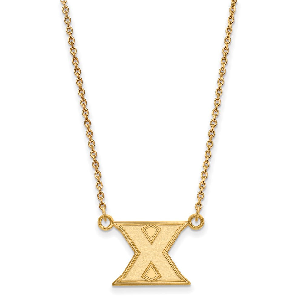 Gold Plated Sterling Silver Logoart Xavier University Letter X Small Pendant 18 Inch Necklace