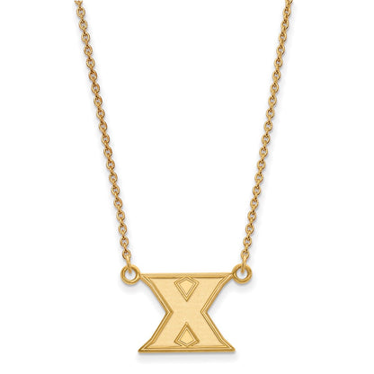 Gold Plated Sterling Silver Logoart Xavier University Letter X Small Pendant 18 Inch Necklace