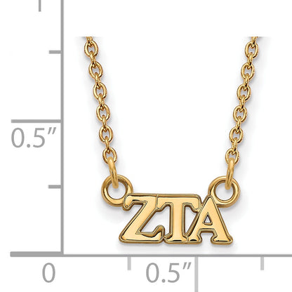 Gold Plated Sterling Silver Logoart Zeta Tau Alpha Sorority Greek Letters Extra Small Pendant 18 Inch Necklace