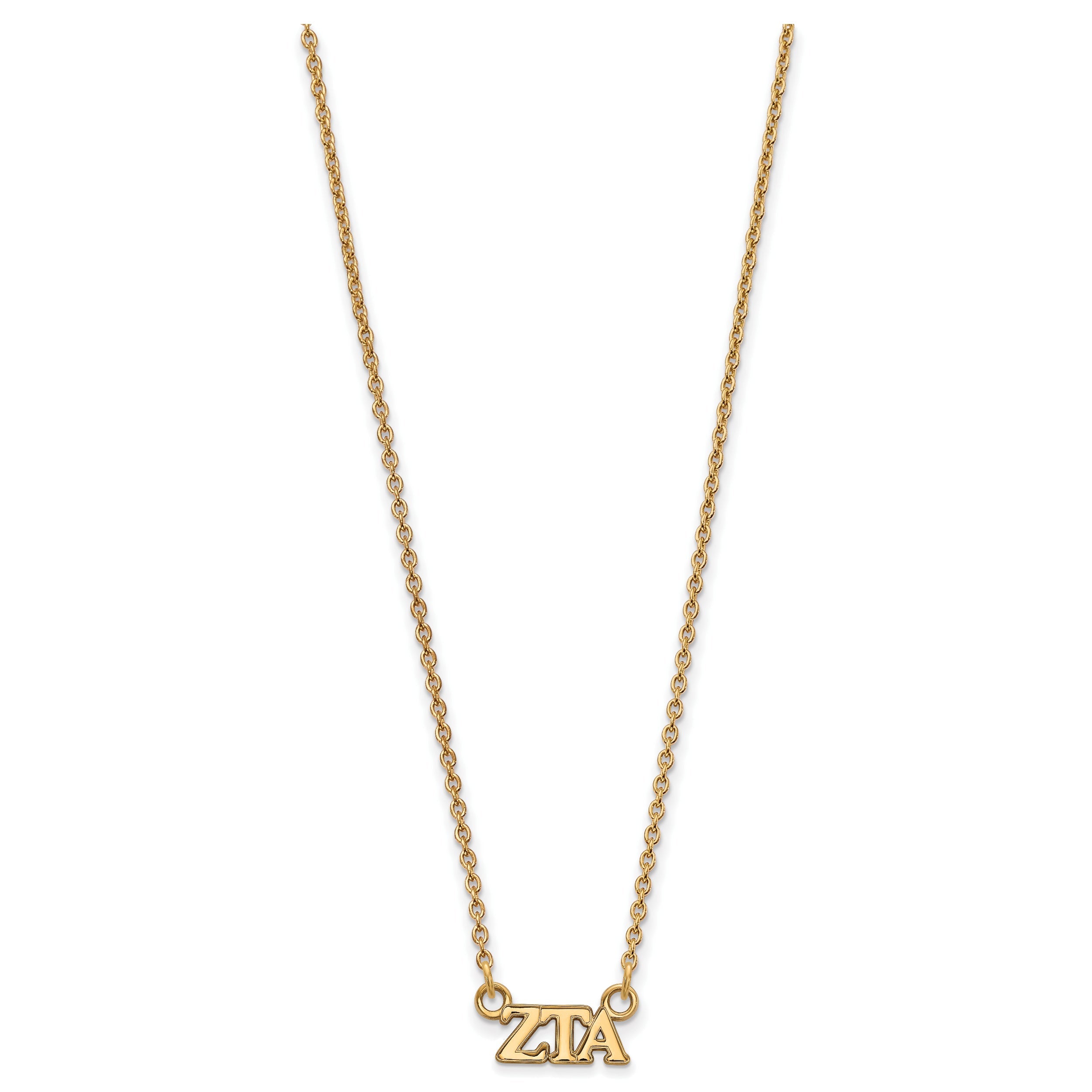 Gold Plated Sterling Silver Logoart Zeta Tau Alpha Sorority Greek Letters Extra Small Pendant 18 Inch Necklace