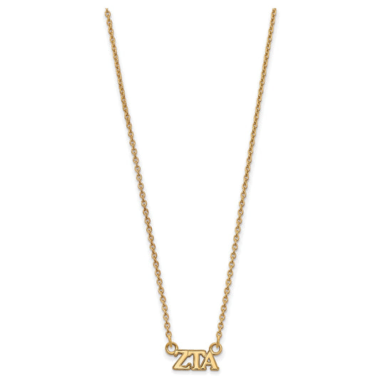 Gold Plated Sterling Silver Logoart Zeta Tau Alpha Sorority Greek Letters Extra Small Pendant 18 Inch Necklace