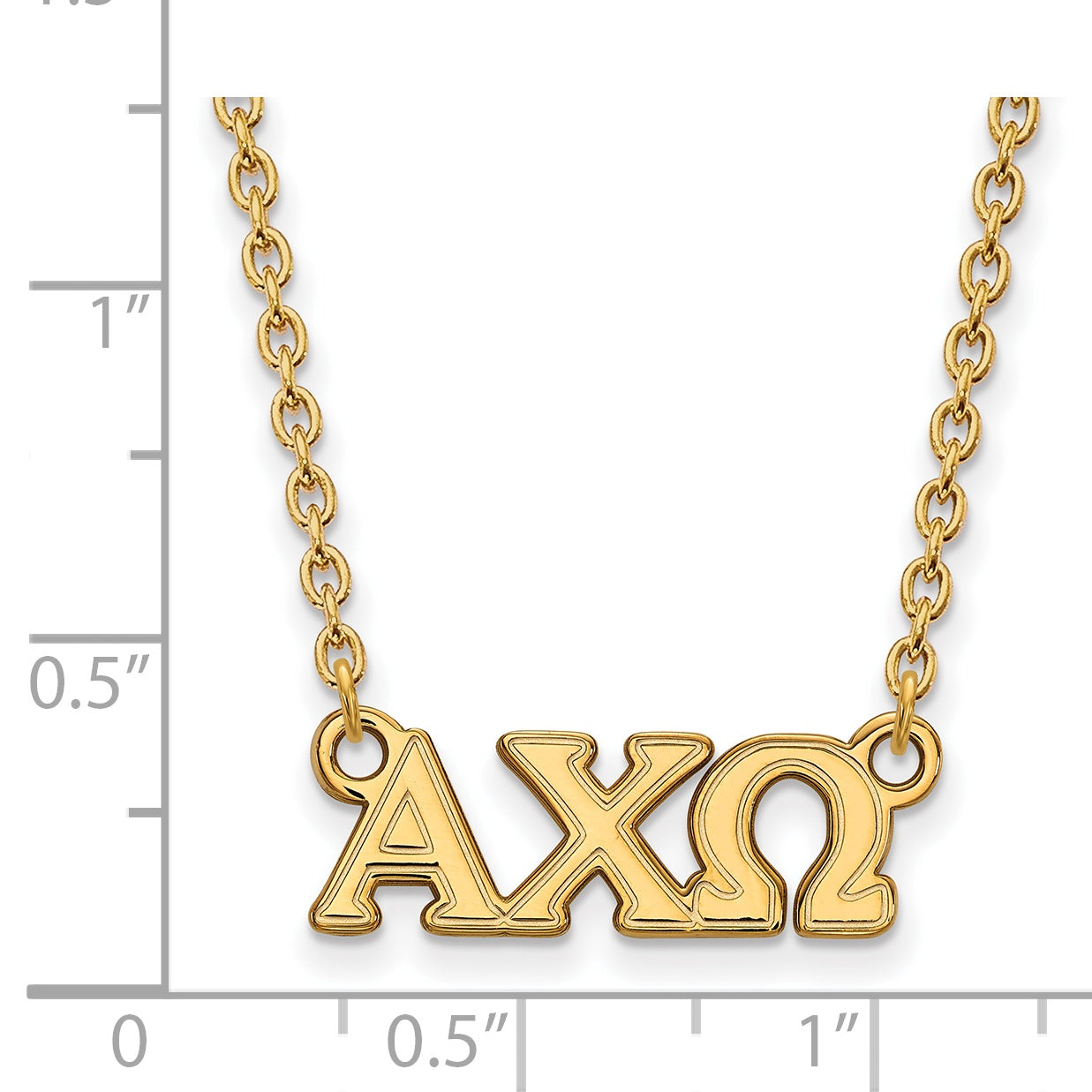 Gold Plated Sterling Silver Logoart Alpha Chi Omega Sorority Greek Letters Small Pendant 18 Inch Necklace