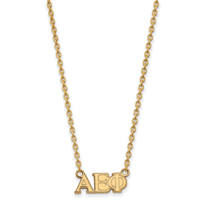 Gold Plated Sterling Silver Logoart Alpha Epsilon Phi Sorority Greek Letters Medium Pendant 18 Inch Necklace