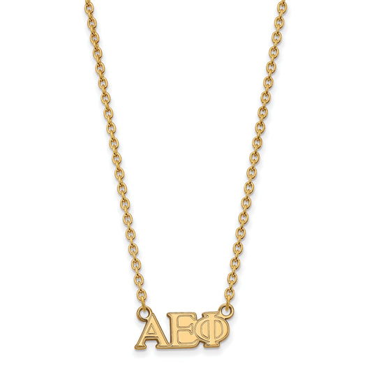 Gold Plated Sterling Silver Logoart Alpha Epsilon Phi Sorority Greek Letters Medium Pendant 18 Inch Necklace