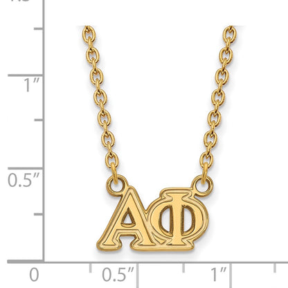 Gold Plated Sterling Silver Logoart Alpha Phi Sorority Greek Letters Medium Pendant 18 Inch Necklace