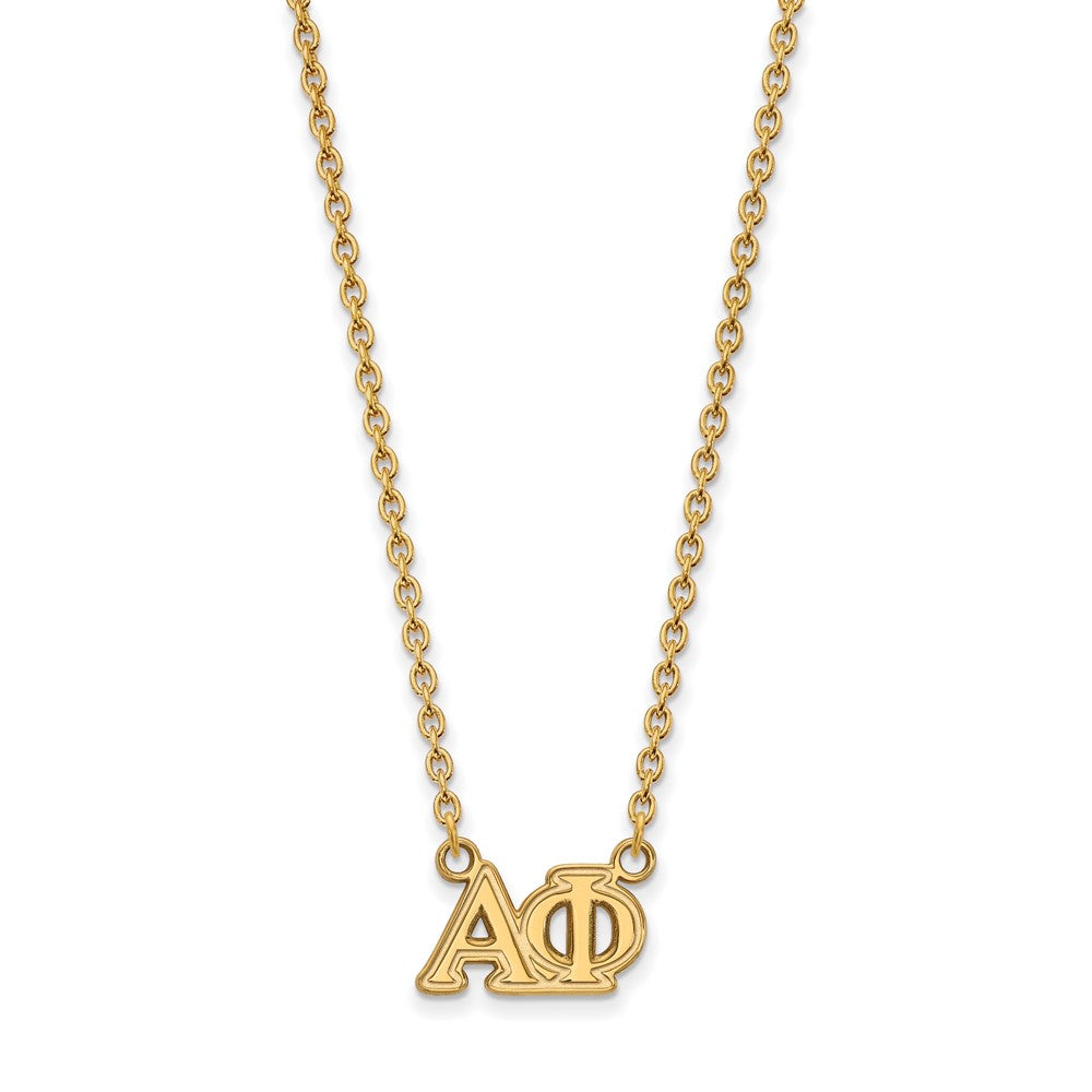 Gold Plated Sterling Silver Logoart Alpha Phi Sorority Greek Letters Medium Pendant 18 Inch Necklace