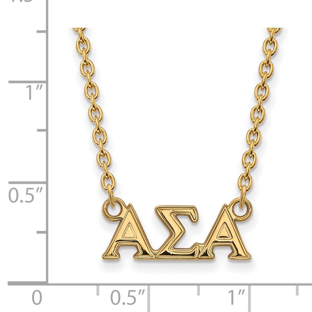 Gold Plated Sterling Silver Logoart Alpha Sigma Sorority Greek Letters Medium Pendant 18 Inch Necklace