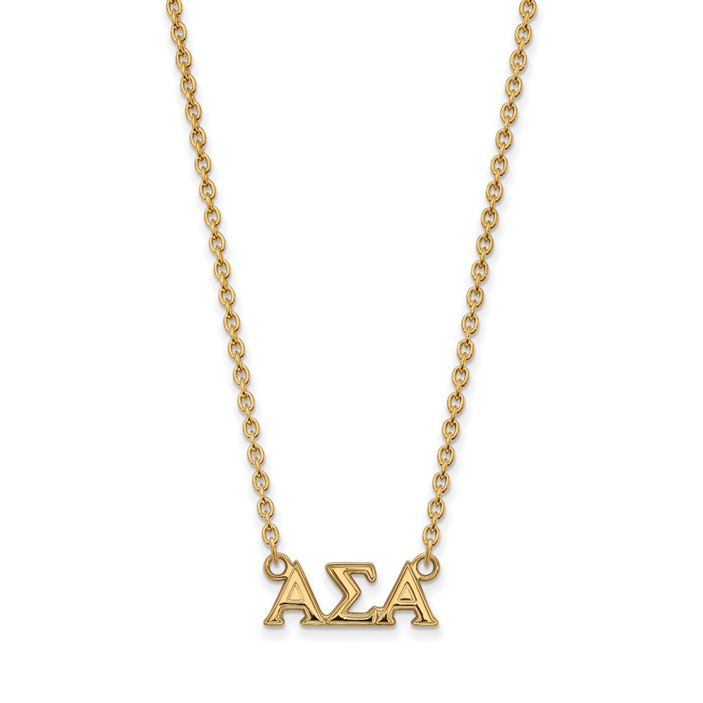Gold Plated Sterling Silver Logoart Alpha Sigma Sorority Greek Letters Medium Pendant 18 Inch Necklace