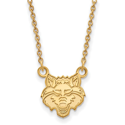 14K Yellow Gold Logoart Arkansas State University Wolf Small Pendant 18 Inch Necklace