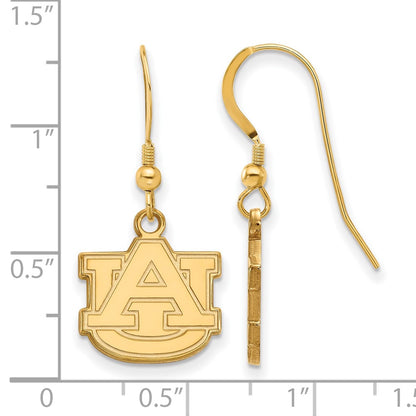 Gold Plated Sterling Silver Logoart Auburn University A U Small Dangle Wire Earrings