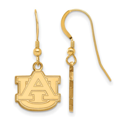 Gold Plated Sterling Silver Logoart Auburn University A U Small Dangle Wire Earrings