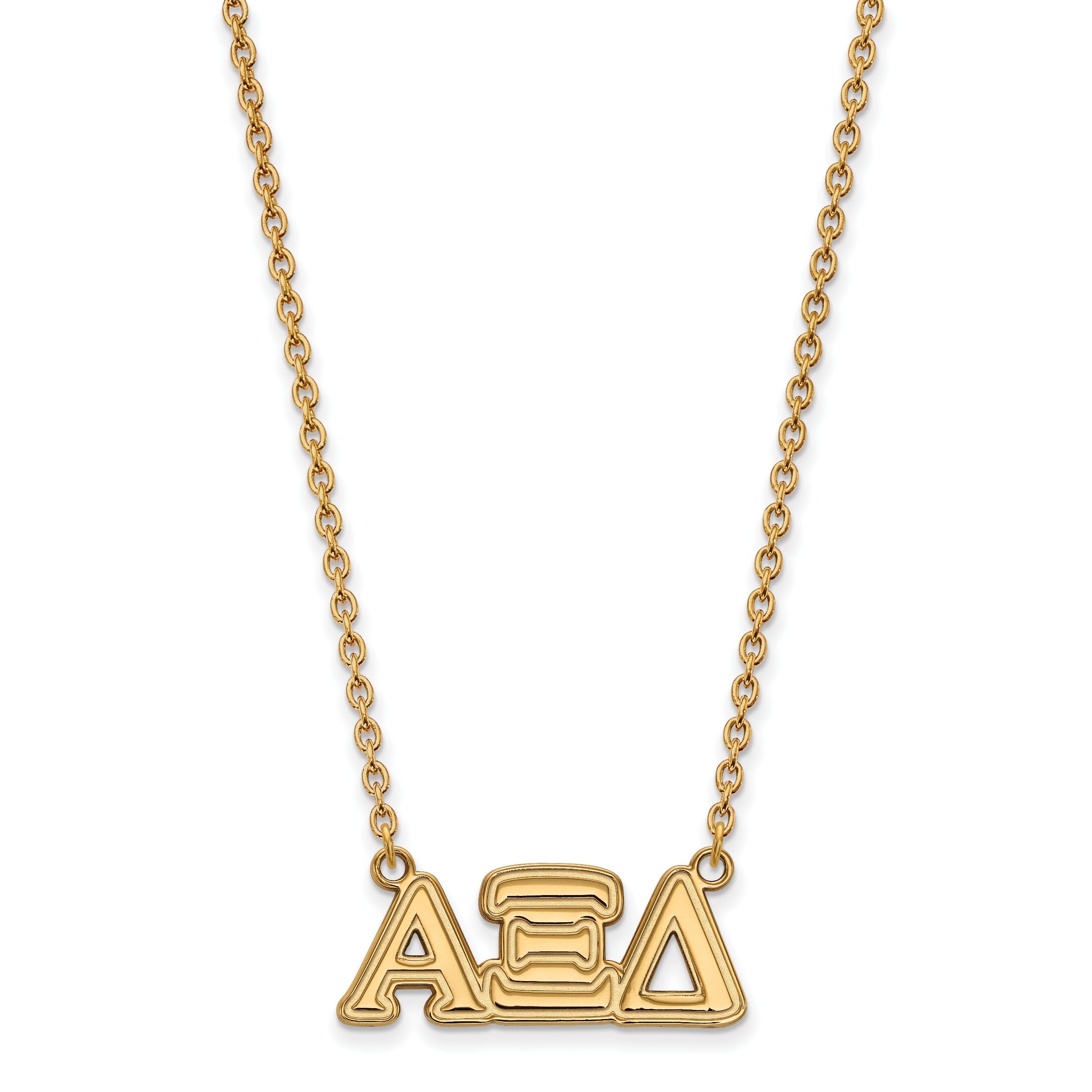 Gold Plated Sterling Silver Logoart Alpha Xi Delta Sorority Greek Letters Medium Pendant 18 Inch Necklace
